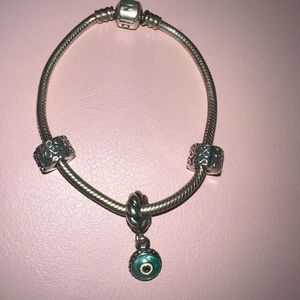 Pandora silver bracelet with evil eye charm!